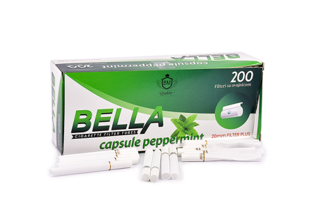 Уцененные Сигаретные гильзы Bella - 20мм Filter Plus Capsule Peppermint (200 шт.)